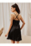 Women Black Padded Satin Nightdress with Robe Set - 6
