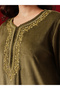 Women Olive Green Velvet Look Nightdress - 6