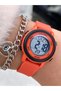 Brand Water Resist, Alarm, Illuminated, Orange Silicone Strap Small Case Sports Men'S/Wrist Watch - 3