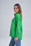 Pistachio Green Flared 100% Cotton Linen Shirt - 3