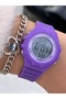 Brand Water Resist, Alarm, Lighted, Purple Silicone Cord Sports Women's Wristwatch - 3