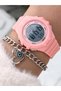 Brand Water Resist, Alarm, Illuminated, Ecru Silicone Strap Sports Women's Wristwatch - 3