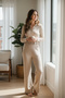 Bow Detail Long Sleeve Comfortable and Flexible Interlock Pajama Set - 4