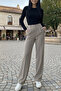 Women's Wide Leg Button Detailed High Waist Fabric Wide Leg Pants (Calemore)
