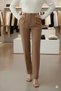 Women's Wide Leg Pants with Button Detail and High Waist Fabric Wide Leg Trousers - 2
