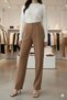 Women's Wide Leg Pants with Button Detail and High Waist Fabric Wide Leg Trousers - 5