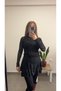Half Turtleneck Full Stretch Fabric Lace Blouse-Black - 5