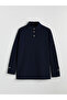 Navy Blue Stand Collar Women's Sweatshirt Tunic - 7
