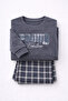 Boys' Embroidery Detailed Long Sleeve Fleece Fabric Winter Thick Pajama Set - 5