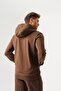 Hooded Regular Fit Tan Cardigan with Front Zipper - 2