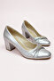 Elegant Silver Square Heel Round Toe Heelled Shoes