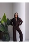 Hooded Double Zippered Hair Knitting Knitwear Set - 3