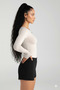 Women's Beige Ultra Soft Boat Neck Long Sleeve Blouse - 4