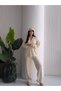 Hooded Double Zippered Hair Knitting Knitwear Set - 3