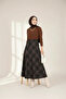 Women's Plaid Printed Flared Skuba Long Skirt - 5