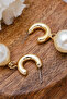 Vip Dangle Ring Pearl Earrings Metal Earrings with Steel Tips 3.5cm - 4