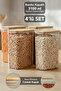 4-Piece Bamboo Lid Aura Rectangular Storage Container - Vacuum Lid Airtight Grain Flour Container 3100 ml