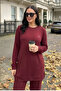 Women's Long Tunic Pants Set – Burgundy - 7