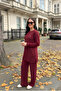 Women's Long Tunic Pants Set – Burgundy - 2
