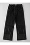 Girl's Thick Stretch Fabric Elastic Waist Stoned Denim Trousers - 2