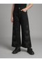 Girl's Black Trousers with Elastic Waist, Stretch Fabric Thick Black Trousers with Stones on the Sides and Ribbons