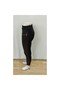 New Season Women's Waist Side Stripe Leather Detail Zippered Women's Diving Leggings 30476 - 4