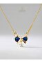 Sapphire Blue Stone Bow Design Steel Necklace Modern Premium Series - 2