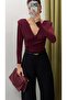 Pre-Tied Burgundy Blouse - 2