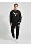 Unisex Bull Horn Printed Crew Neck Bottom Top Gray Black O Oversized Tracksuit Set