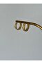 Special Series Wicker Model Stone Detailed Medium Size Xp Gold Hoop Earrings - 2