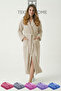 100% Cotton Unisex Bathrobe Shawl Collar with Pockets Large Size 3XL 4XL Light Brown Men's Women's Bathrobe