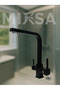 Luxury Square Purified Black Kitchen Sink Faucet (Hot-Cold Inlet, Brass Material, Rustproof) - 5