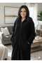 Wellsoft Zippered Hooded Long Fleece Cardigan Unisex Oversized (Suitable for Home and Outerwear) Black