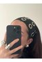 Wide Thick Large Metal Ring Studded 8Pcs Hole Y2K Hair Band Cotton Punk Bandana Pinterest 10cm