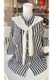Linen Shirt with Pocket Detail and Scarf Decoration
