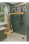 Luxury Square Polished Gold Sink Kitchen Faucet (Hot-Cold Inlet, Brass Material, Rustproof) - 4
