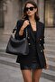 Zippered Soft Leather Shoulder Bag with Scarf Detail - 2