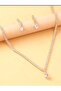 Gold Elegant Zircon Stone Silver Necklace Earring Set – Special Occasion Jewelry Set - 3