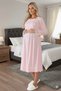 New Season Women's Pink Lace Buttoned Special Design 100% Cotton Maternity Nightgown - 3