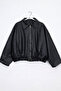 سترة جلدية من Luvren Black Trend قصة فضفاضة بحزام - 7
