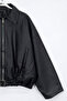 سترة جلدية من Luvren Black Trend قصة فضفاضة بحزام - 8