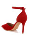 Women Microfiber Stiletto Sandals in Red - 3