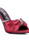 Women Rhinestone Bow Embellished Stiletto Sandals in Burgundy - 4