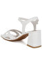 Women Square Toe Block Heel Sandals in White - 3
