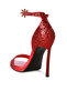 Women Straight Fire High Heel Glitter Stilettos in Red - 3