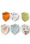Baby Boy Mouth Wipes Scarf Set of 6 – 100% Cotton Muslin, Drool Wipes with Snap Fasteners