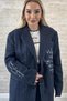 Special Design Embroidered Navy Blue Women's Jacket