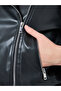 Women Black Faux Leather Lace-Up Jacket - 5