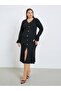 Plus Size Ribbed Knit Button Detail Midi Dress - 3