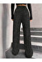 Women Texture Drawstring Waist Wide Leg Pants - 3